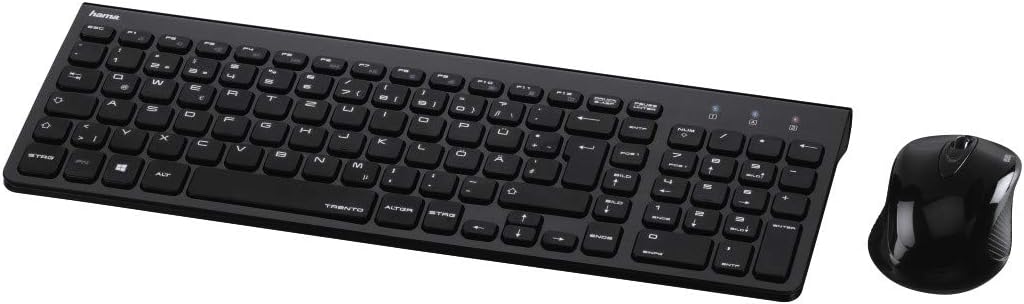Hama Funk-Tastatur mit Maus Set kabellos (leise Computer-Tastatur mit flachen Tasten, Ziffernblock,