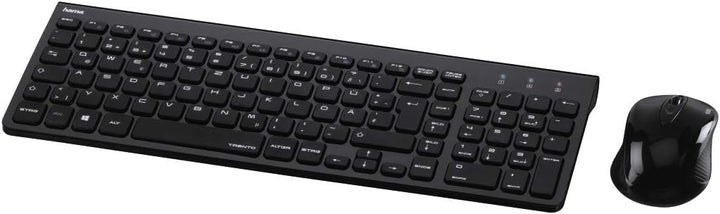 Hama Funk-Tastatur mit Maus Set kabellos (leise Computer-Tastatur mit flachen Tasten, Ziffernblock,