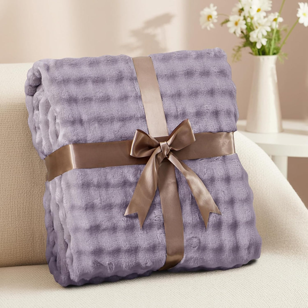 RUIKASI Bubble Decke Kuscheldecke Flauschig Violett - 150x200cm Sofadecke & Couchdecke aus Plüsch, W