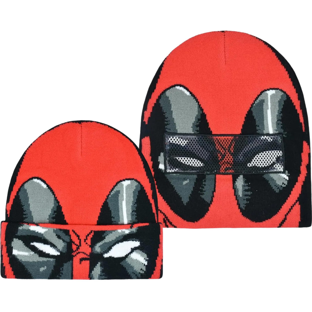 Concept One Unisex Marvel Deadpool Roll Down Cuff Beanie-Mütze, rot/schwarz, Einheitsgrösse