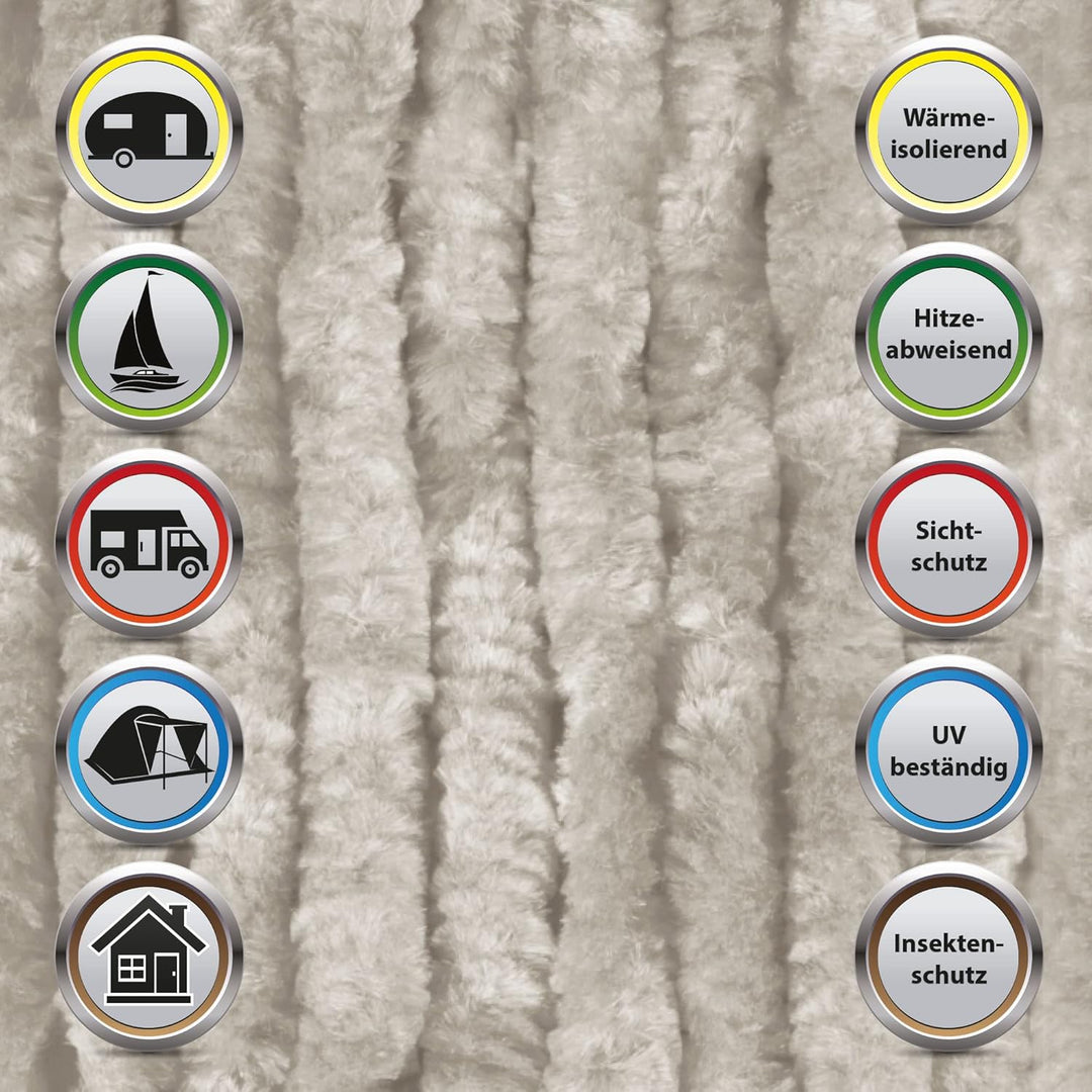 Arsvita Flauschvorhang 80x200 cm in Unistreifen grau, Perfekter Insekten- und Sichtschutz für Ihre B