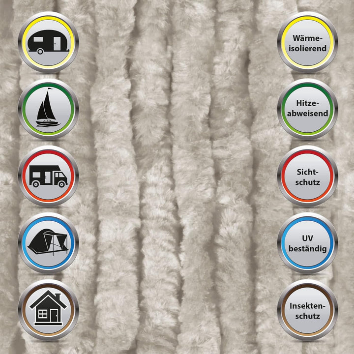 Arsvita Flauschvorhang 80x200 cm in Unistreifen grau, Perfekter Insekten- und Sichtschutz für Ihre B