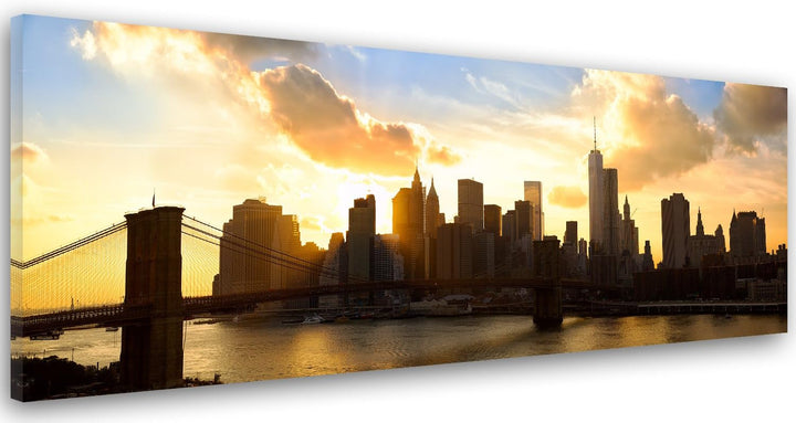 Feeby Frames, Leinwandbild, Bilder, Wand Bild, Wandbilder, Kunstdruck 30x90cm, WOLKENKRATZER, GEBÄUD