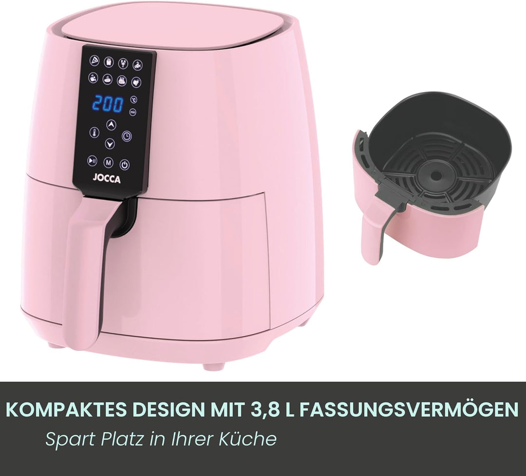 Jocca Heissluftfritteuse Sweet Line, 3,8L Fritteuse, 1450W, 8 Programme, LED Touchscreen, Timer, Ros