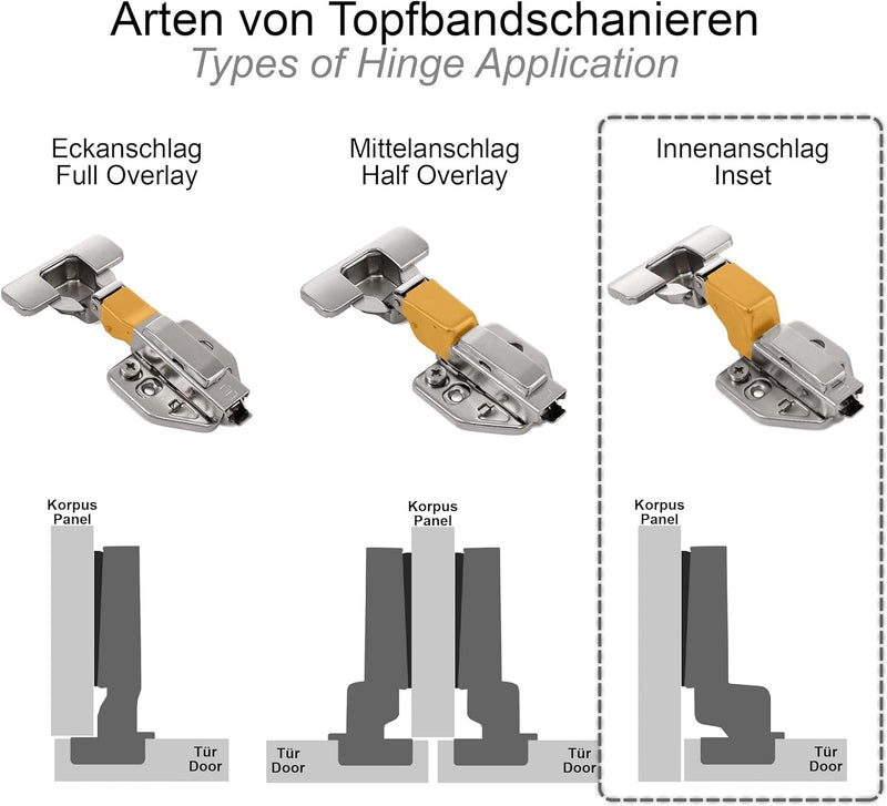 10 Stück | LANZZAS 110 Grad Innenanschlag Türscharnier, Topfband Automatikscharnier mit Dämpfung und