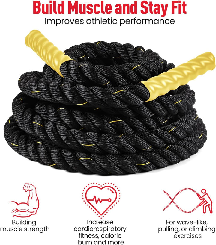 Ultrasport Battle Rope, Seillänge 3,8 cm Durchmesser, hochwertiges Schlagseil für Kraftausdauer &amp; Mu