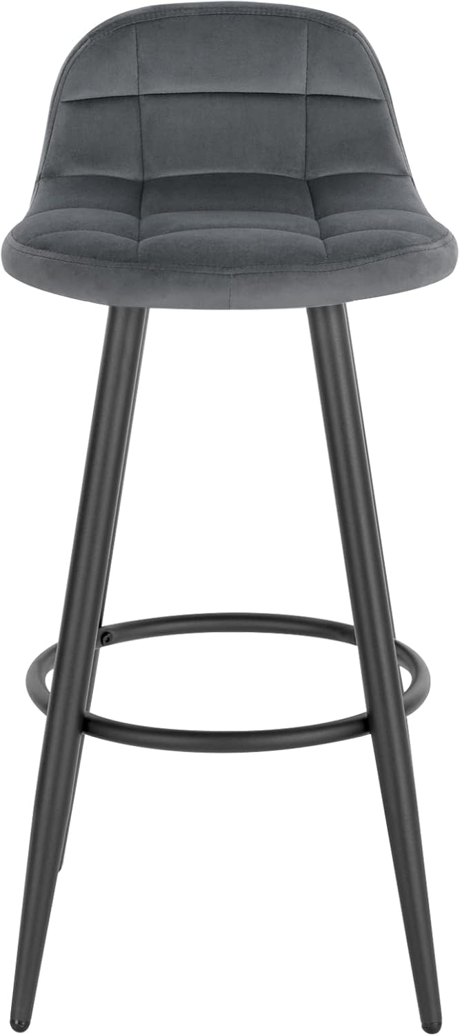 WOLTU Barhocker 2er Set, Barstuhl mit Samtbezug, gepolsterter Küchenhocker, mit Rückenlehne und Fuss