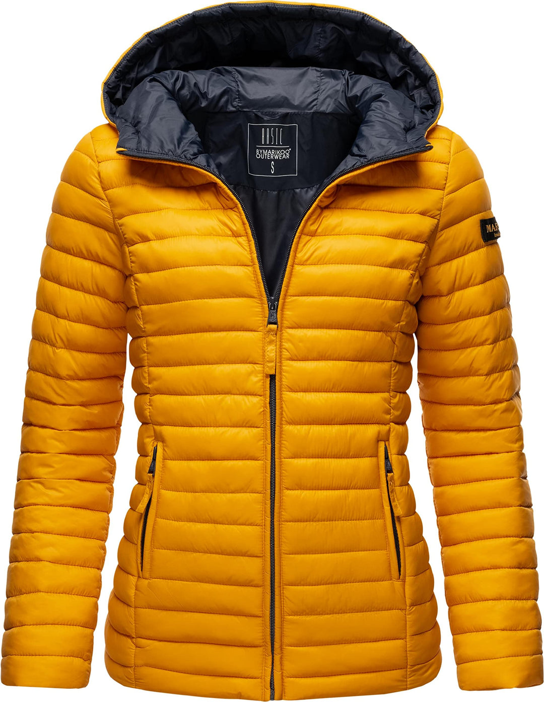 MARIKOO Damen leichte Übergangsjacke Steppjacke mit Kapuze Asraa XS-3XL, XS Gelb
