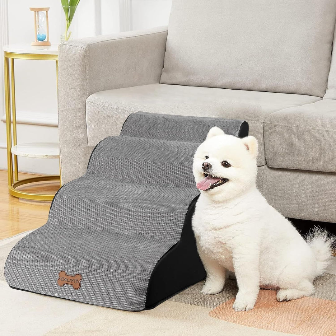 CALIYO Hundetreppe 4 Stufen, Hundetreppe für Kleine Hunde, Katzentreppe 50 cm hoch, Haustiertreppe m