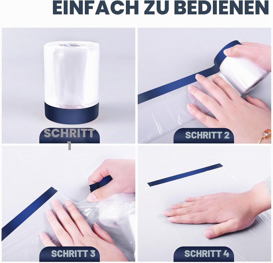 ADHES Abdeckfolie Mit Klebeband, Maler Abdeckfolie Malerband Abdeck-Folie, Malerfolie Malerkrepp Für