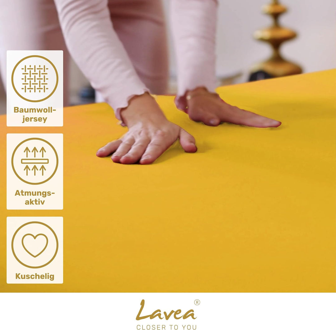 Lavea Spannbettlaken 120x200cm - aus atmungsaktiver Baumwolle - Passgenau für Standardmatratzen bis