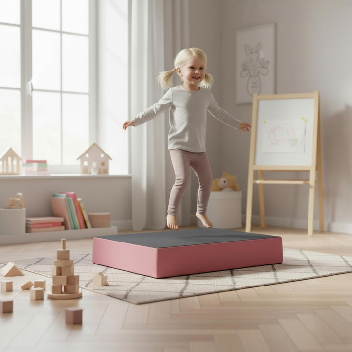 Jump Hüpfpolster 99 x 75 x 18 cm - blau oder rosa - Hüpfmatratze für Kinder ab 3 Jahre bis 40 kg - S