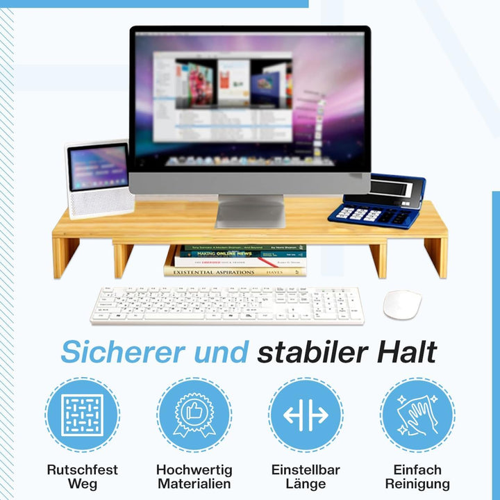 Fleau Home Monitorerhöhung – Laptopständer – Laptoperhöhung – Schreibtisch-Organizer – Bildschirmerh