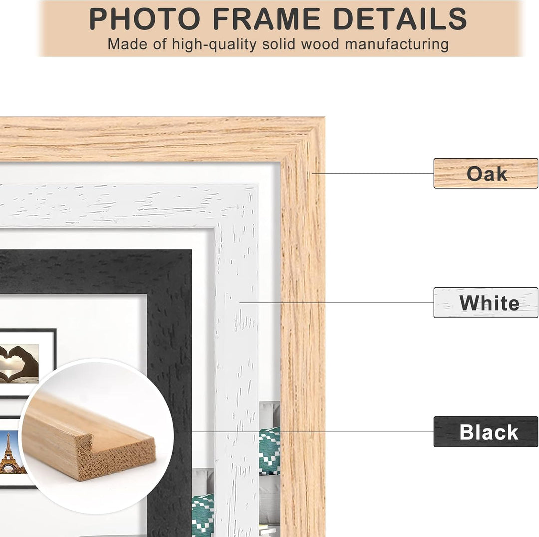 ATOBART A3 Zertifikat Bilderrahmen,Schwarzer Holz Fotorahmen mit Passepartout für A4 Druck,Posterrah