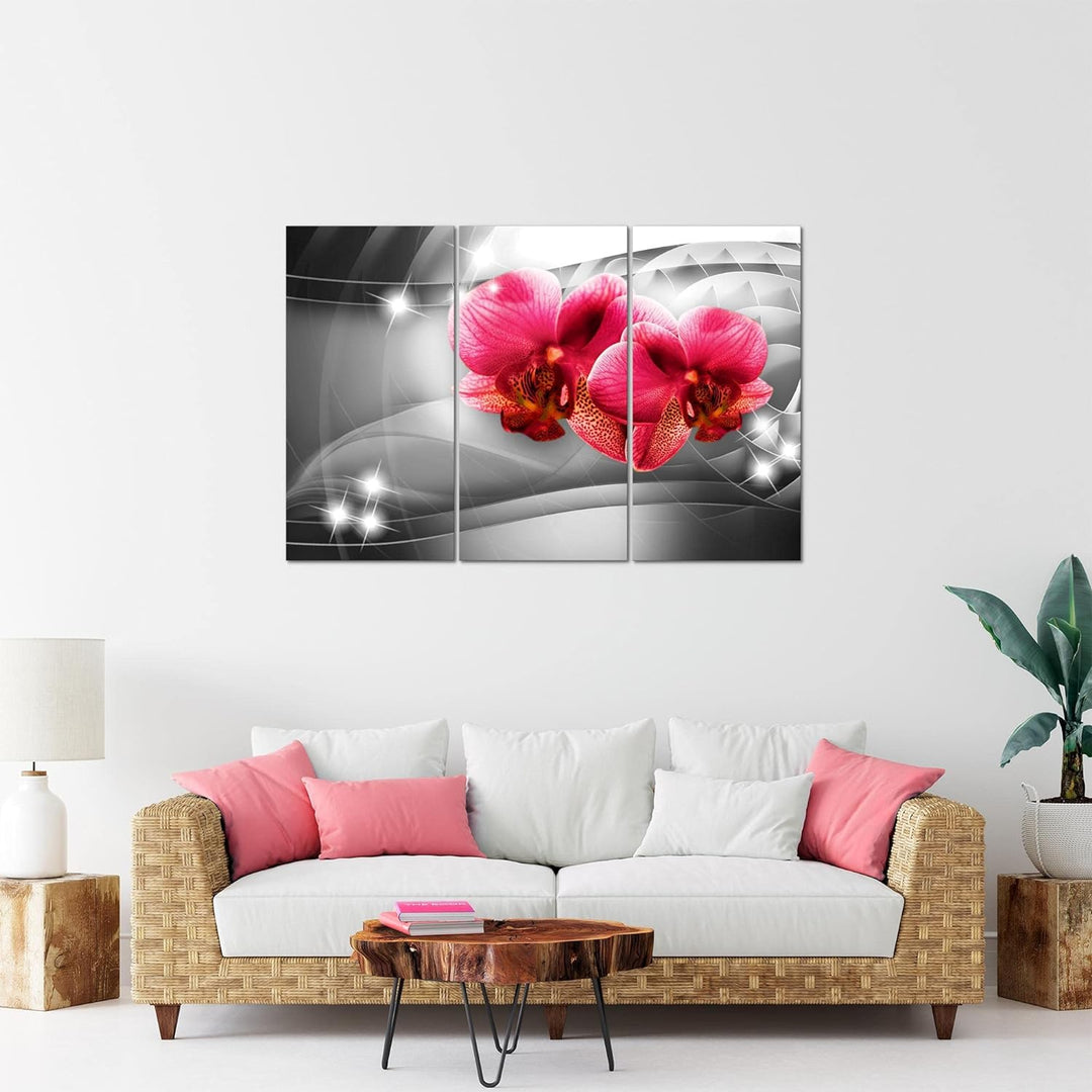 Runa Art Wandbilder Blumen Orchidee Bild XXL Wohnzimmer Schlafzimmer Grau Violett Abstrakt 120 x 80