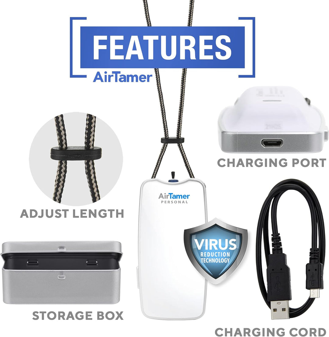 AirTamer A310W Persönlicher wiederaufladbarer Luftreiniger, tragbar, Negativ-Ionen-Generator, wirksa