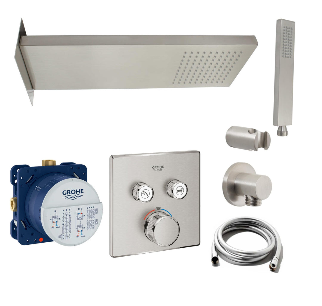 vanvilla Duschsystem mit Unterputz Duscharmatur von Grohe SmartControl Supersteel 2-Wege und vanvill