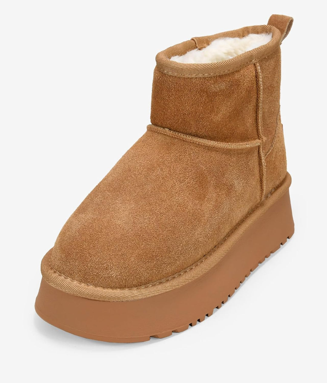 BOSANOVA Stiefeletten im australischen Stil aus Spaltleder mit mittlerem Schaft von 12 cm, Logo-Deta