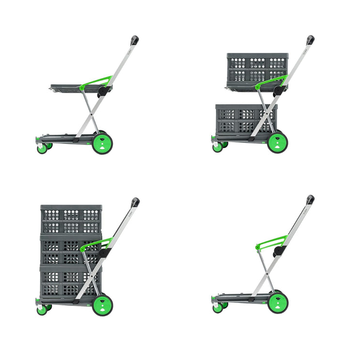 Clax® Trolley | Faltwagen | Etagenwagen | Kommissionierwagen | inkl. Klappbox | grün