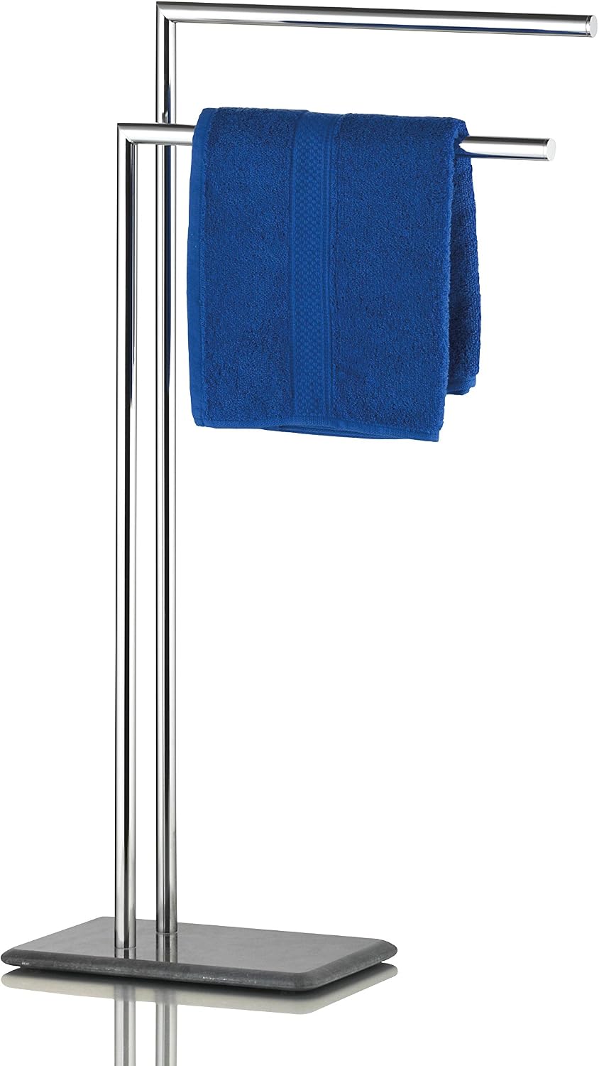 axentia Handtuchständer Galant, Handtuchhalter chrom, Handtuchstangen mit 2 Armen und schwerer Marmo