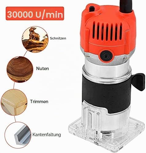 Oberfräse Multifräse Trimmer 6,35mm 30000 U/min Kantenfräse Holzfräse, Elektrische vertikale Einhand