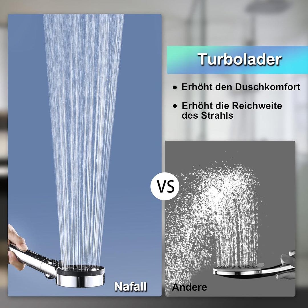 Nafall Duschkopf mit 4 PP Filter, Handbrause Wassersparend, Duschkopf Duschbrause mit 5 Strahlarten