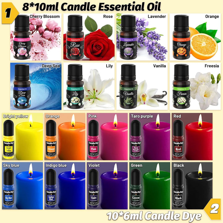 Kerzen Selber Machen Set mit Wachsschmelzer - Komplettes Candle Making Kit für Anfänger, Kerzen Gies
