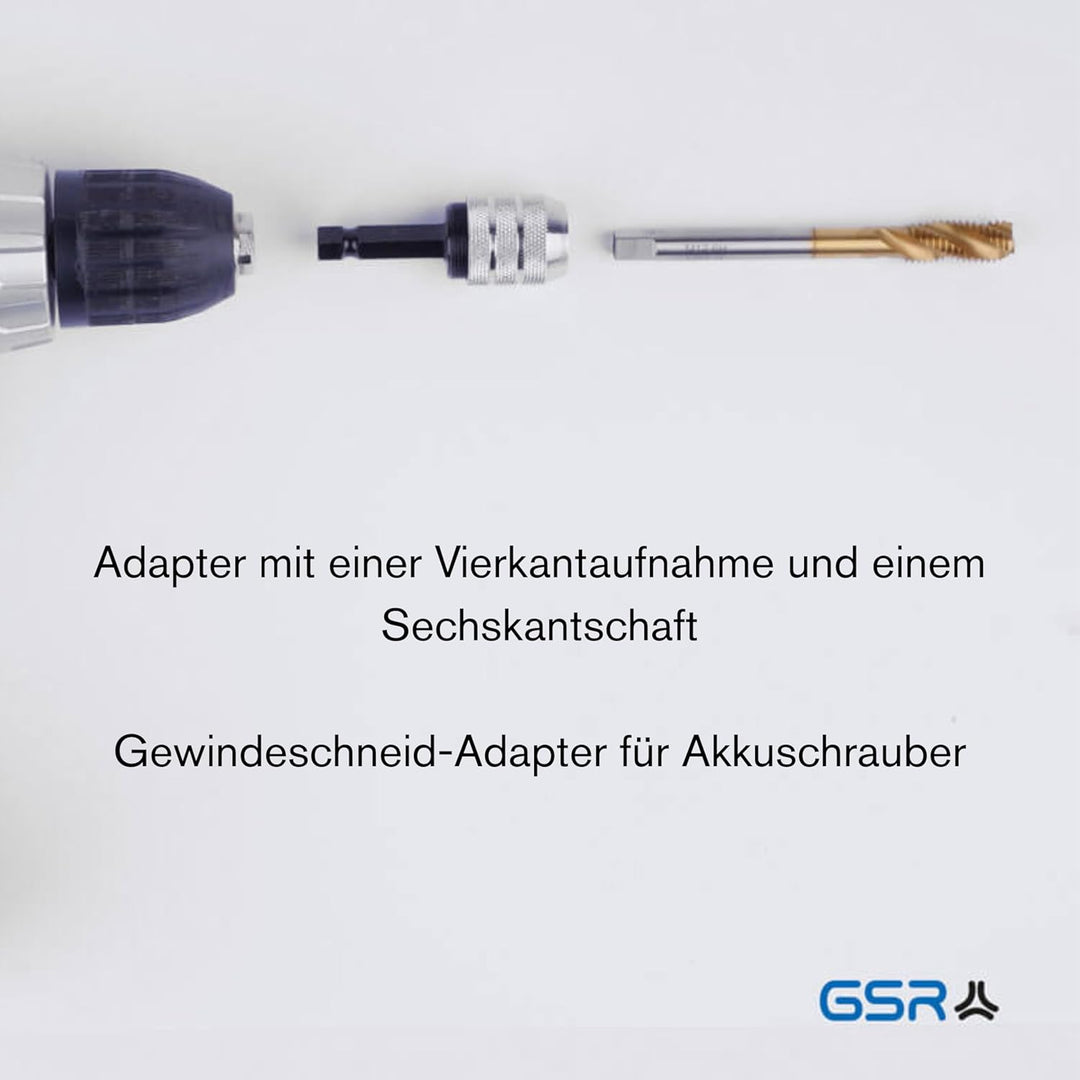 GSR Gewindeschneid Bohrfutter, Spannfutter, Werkzeughalter mit Sechskantschaft M3-M8, Zubehör für Ha