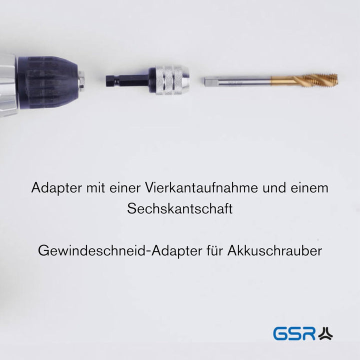 GSR Gewindeschneid Bohrfutter, Spannfutter, Werkzeughalter mit Sechskantschaft M3-M8, Zubehör für Ha