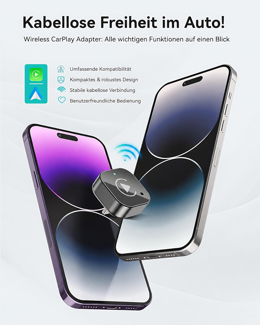 Spedal 2026 Wireless CarPlay &amp; Android Auto Adapter (Nativer USB-C), 2-in-1 Dongle, WiFi 6 &amp; BT 5.4,