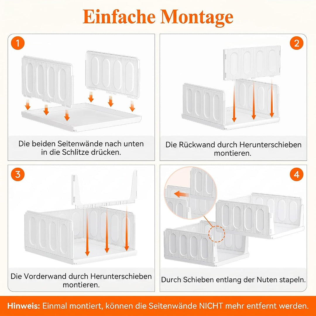 Lifewit 4er Set Stapelbare Kleiderschrank Organizer 42 cm Tief | Ausziehbar Kunststoff Ordnungssyste