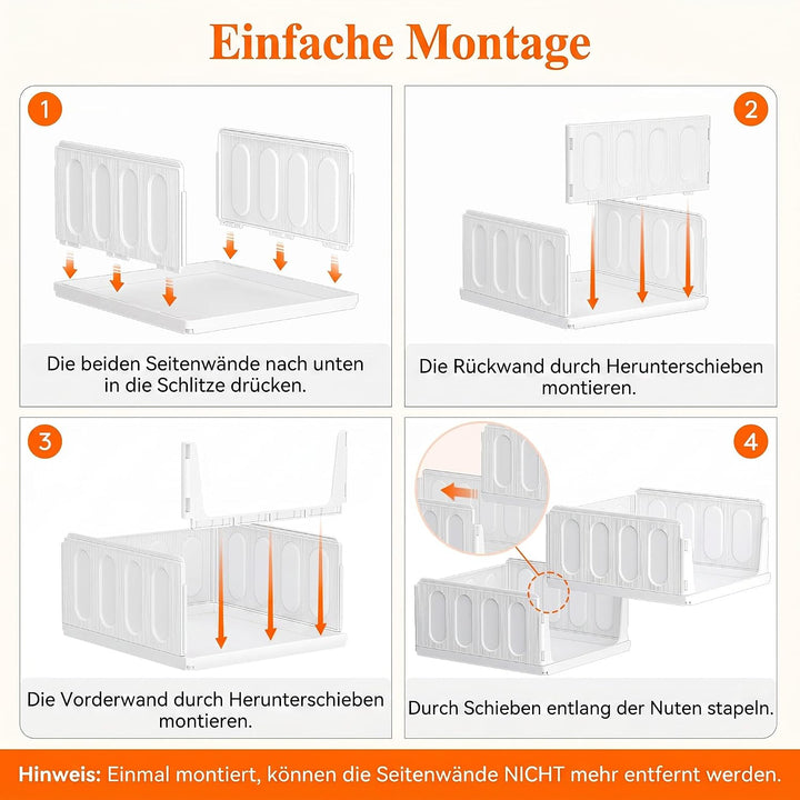 Lifewit 4er Set Stapelbare Kleiderschrank Organizer 42 cm Tief | Ausziehbar Kunststoff Ordnungssyste