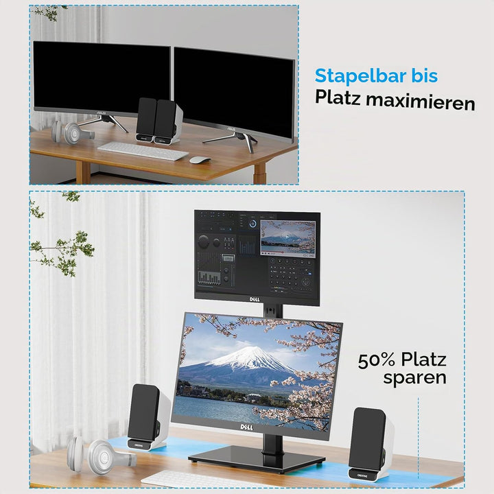Dual Monitor Ständer Vertikaler Stapelbildschirm Freistehender Monitor Haltung Für Zwei 13 bis 34 Zo