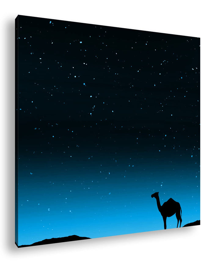 deyoli Illustration Kamel bei Abenddämmerung Format: 70x70 Effekt: Monocrome Blau als Leinwandbild,