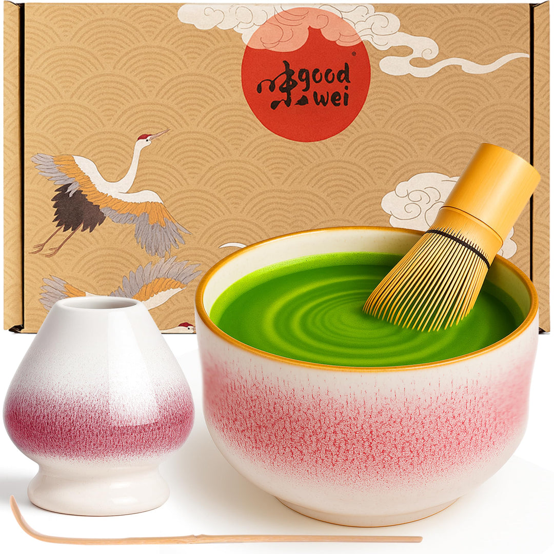 Goodwei Japanisches Matcha Komplett-Set mit hochwertiger Teeschale (Kiku, 80) Kiku 80, Kiku 80