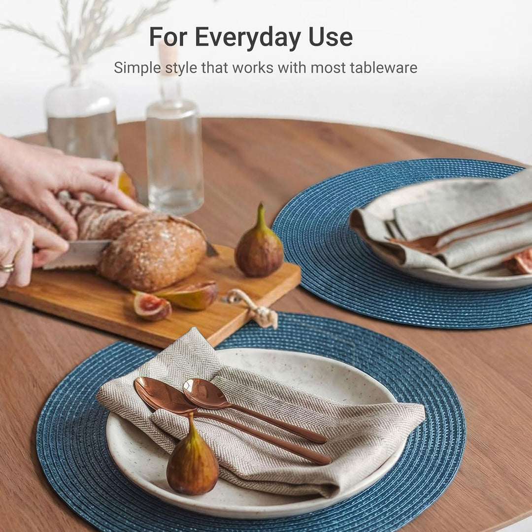 FunWheat Runde geflochtene Tischsets für Esstische, gewebt, waschbar, rutschfest, 38,1 cm, für den S