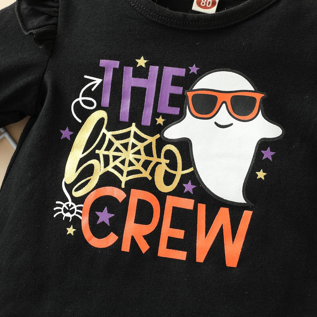 Verve Jelly Baby Mädchen Halloween Kleidung Rüschen Langarm Kürbis Tops Tüll Tutu Rock Gestreifte La