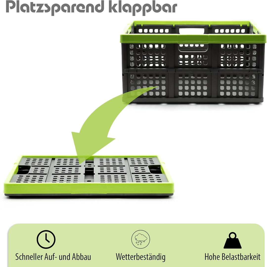BigDean Klappbox faltbar &amp; extrem stabil aus robustem Kunststoff in Anthrazit – Klappkorb ideal für
