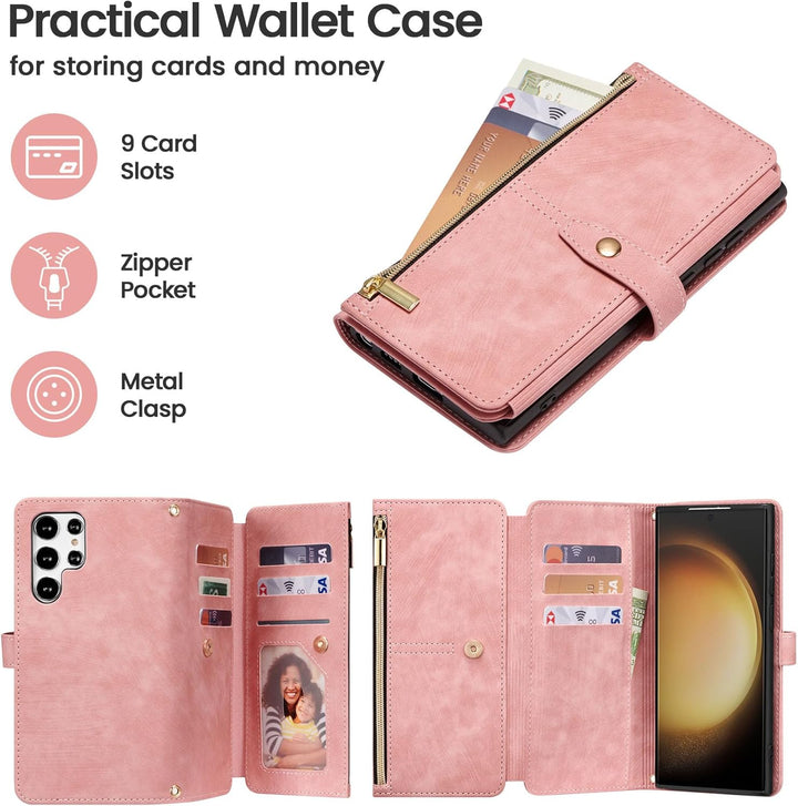ZCDAYE Hülle für Samsung Galaxy S22 Ultra mit Band Handykette, Leder Samsung S22 Ultra Handyhülle Ha