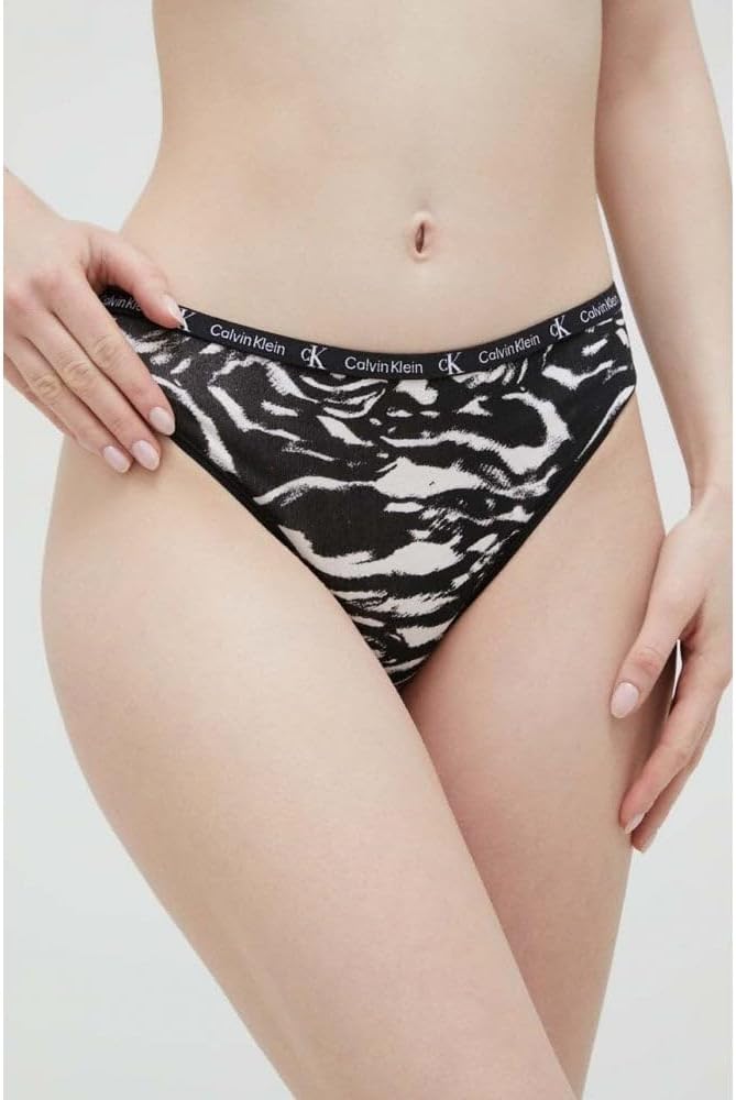 Calvin Klein Damen Bikini Hose S Black/Tiger Print, S Black/Tiger Print