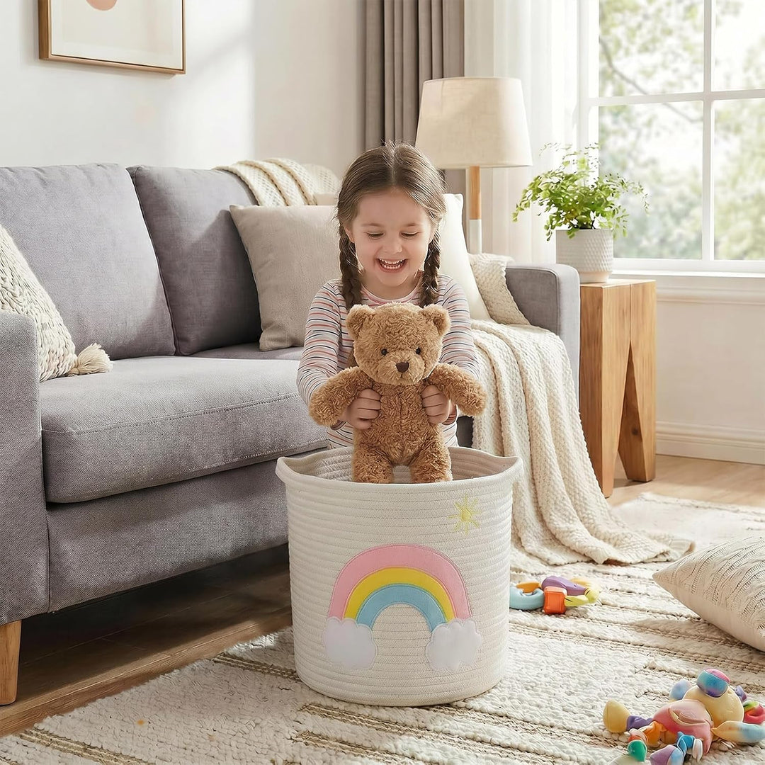 Aufbewahrungskorb Kinderzimmer Wickeltisch Organizer für Babys Kinder Spielzeug Korb, Regenbogenmust