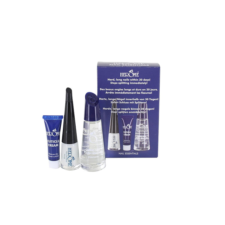 Herome 3-in-1 Maniküre Set mit Nagelhärter, Nagellackentferner & Nagelhautcreme -1 set- Gegen Spalte
