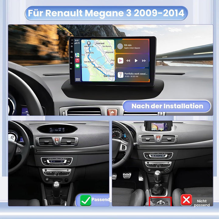 Hikity 8 core 4+64GB Android 15 Autoradio für Renault Megane 3 2009-2014 Radio Wireless CarPlay Andr