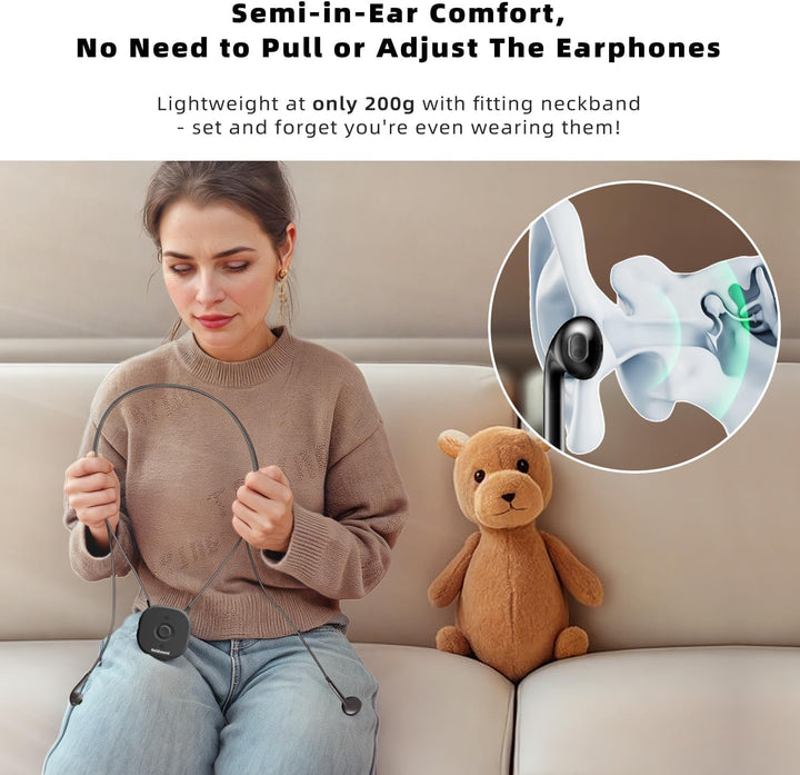 Holdsound HSD100 TV Kopfhörer Kabellos Senioren, Funkkopfhörer Kabellos für TV mit USB-Sender, Nacke