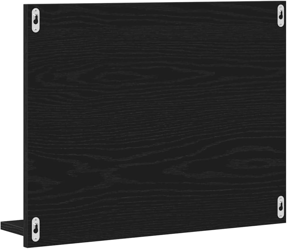 vidaXL Badspiegel Schwarz Eichen-Optik 60x10,5x45 cm Holzwerkstoff, Badezimmerspiegel, Wandspiegel,