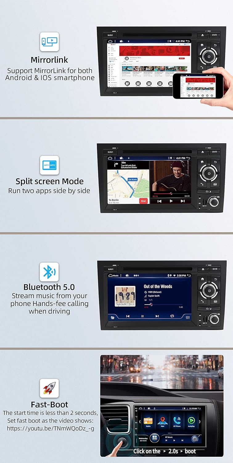 JOYX Android 12 Autoradio Passt für Audi A4/S4/RS4/Seat Exeo - [4G+64G] - Eingebaut DSP+Carplay+Andr