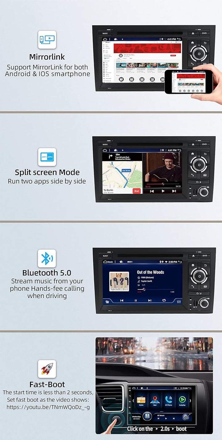 JOYX Android 12 Autoradio Passt für Audi A4/S4/RS4/Seat Exeo - [4G+64G] - Eingebaut DSP+Carplay+Andr