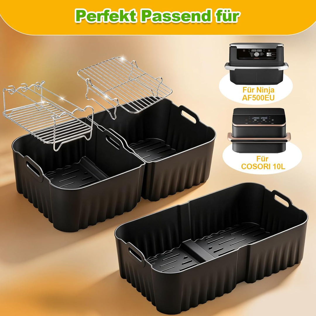 Edelstahl Grillrost Set für Ninja AF500EU/COSORI 10L Airfryer, 6 Stück | Heissluftfritteuse Zubehör,