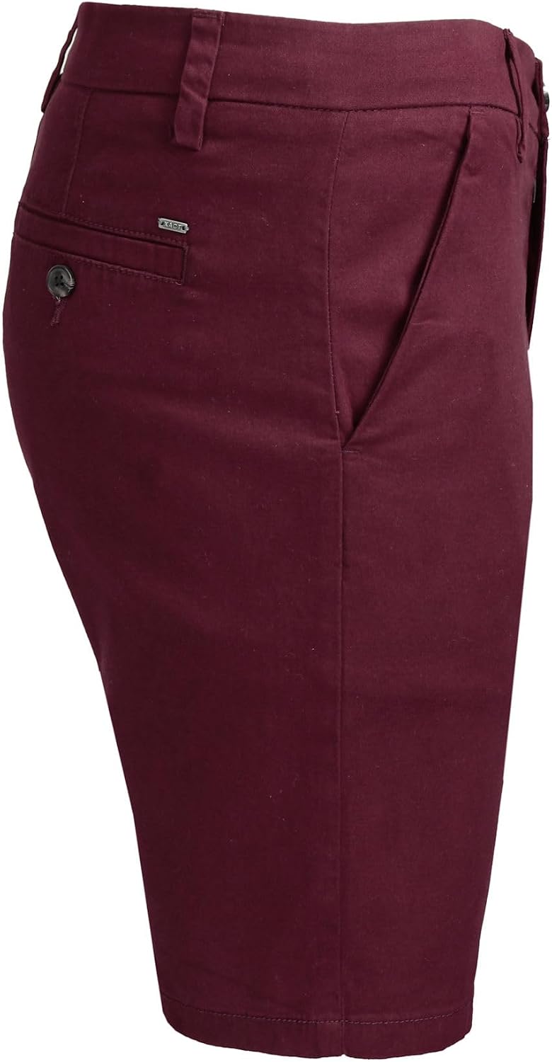 Xact Herren Leinen 23cm Tailored Chino Shorts, Regular Fit 40W Burgundy, 40W Burgundy