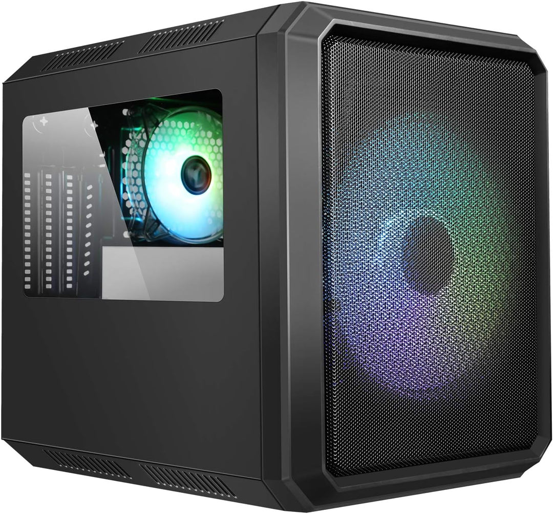 iTek Case QBO 8 EVO Micro ATX, USB3, 200+120mm ARGB Fan, Card Reader, 3X Trasp Window Schwarz